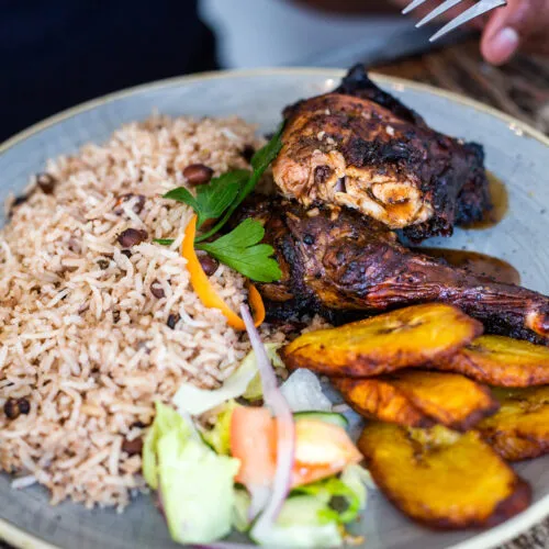 Jerk Chicken at Rhythm Kitchen Caribbean restaurant