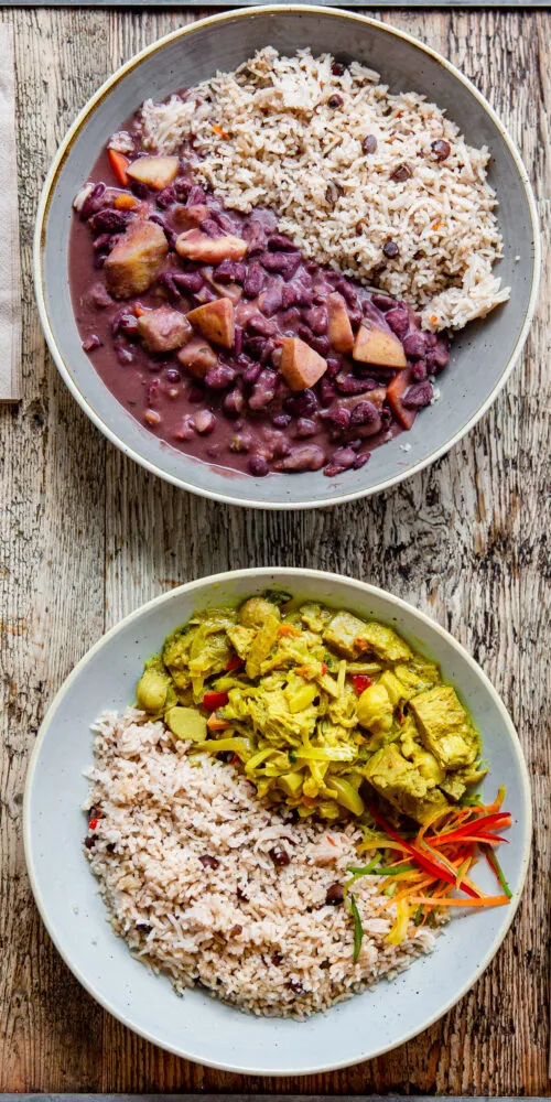 Jackfruit Curry & Ragga Stew at Rhythm Kitchen Caribbean restaurant